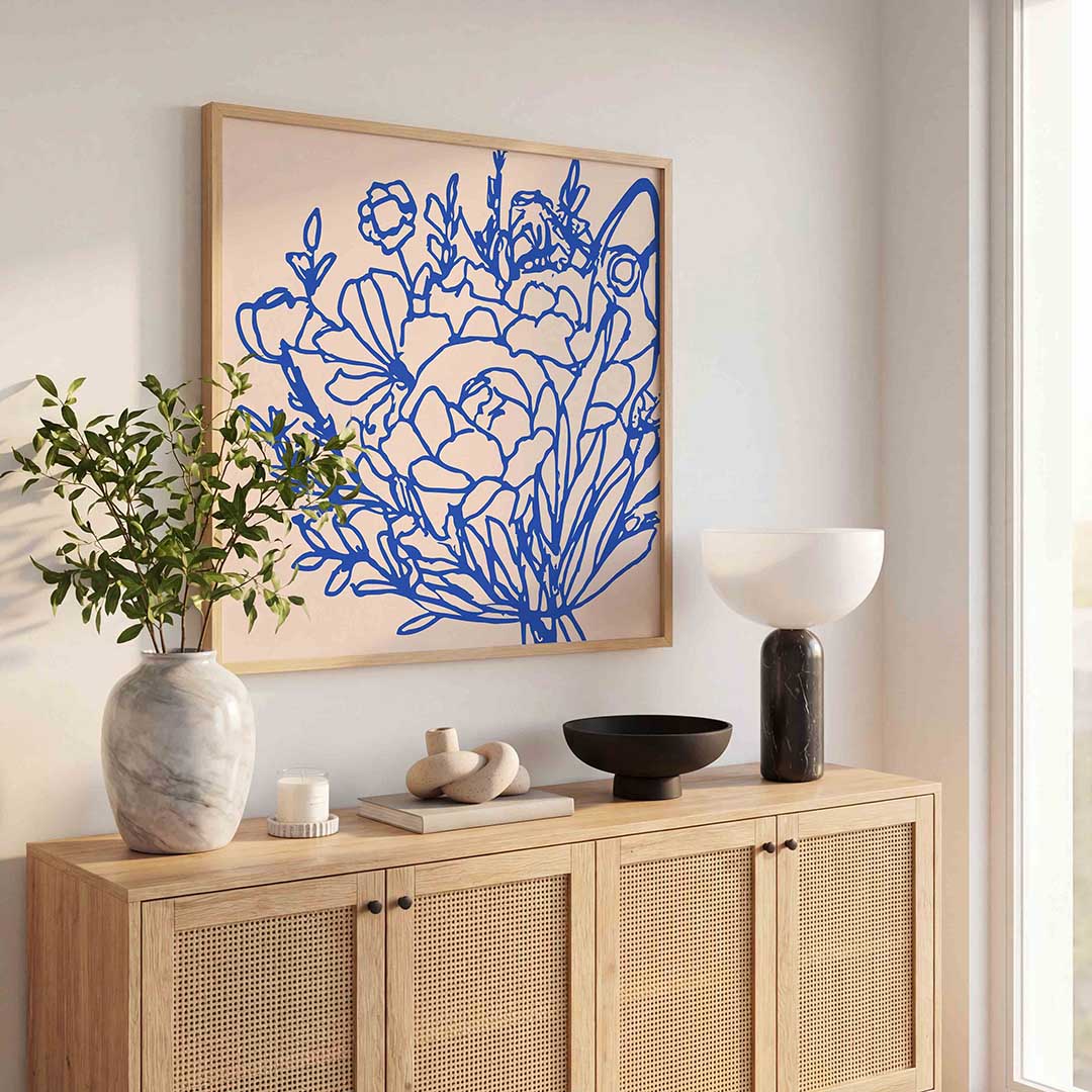 Blauwe bloemen Poster
