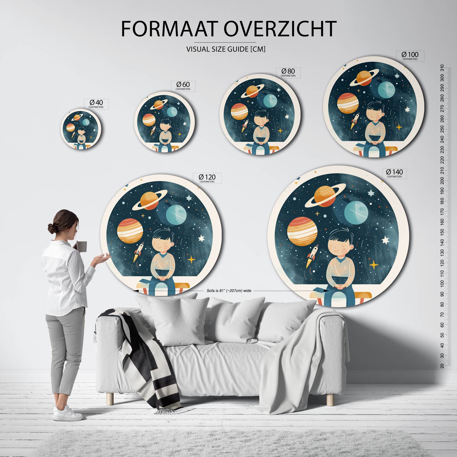 Jongen en planeten Muurcirkel