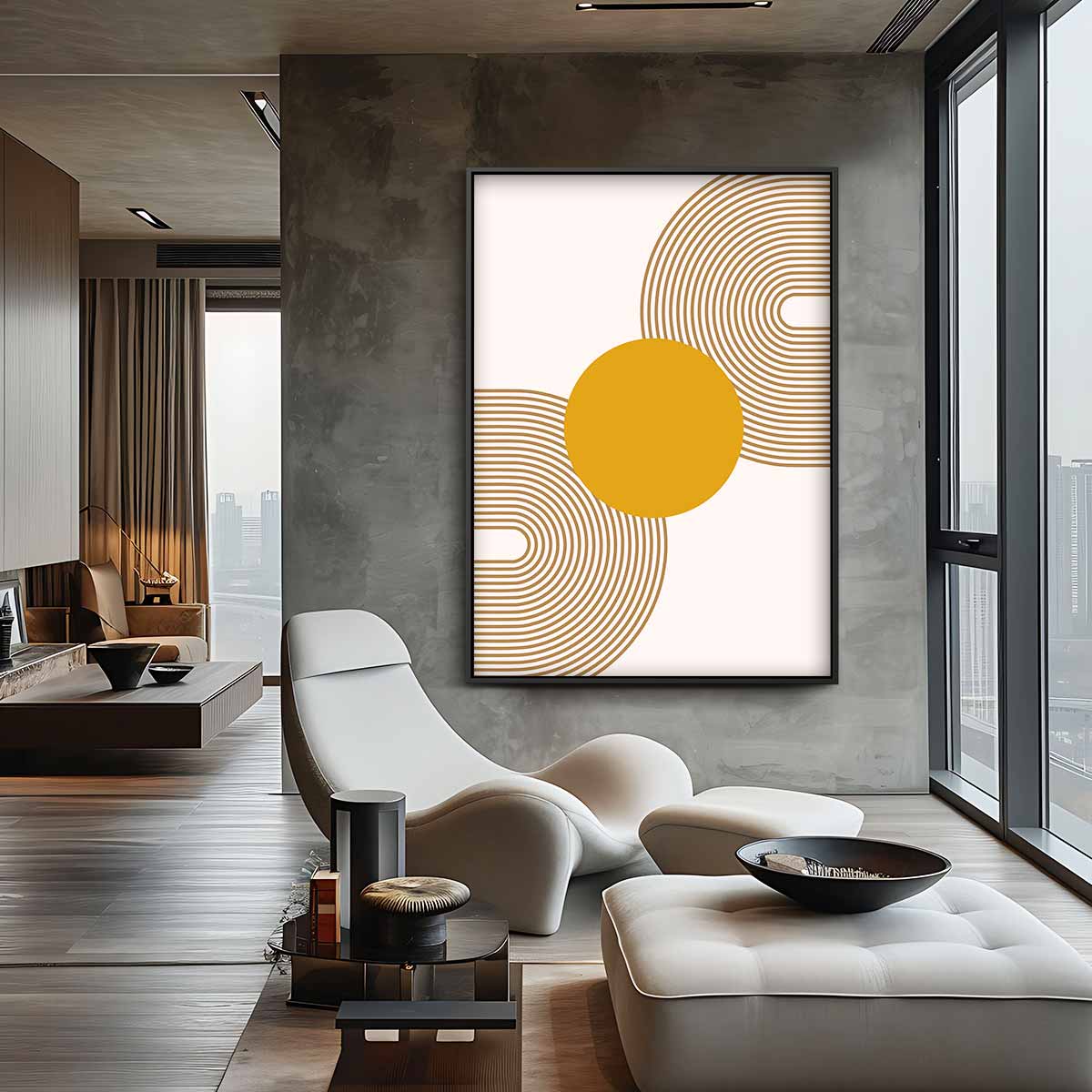Retro Cirkelpatroon Kunstwerk-canvas-dibond-plexiglas-wanddecoratie-WallArtistic