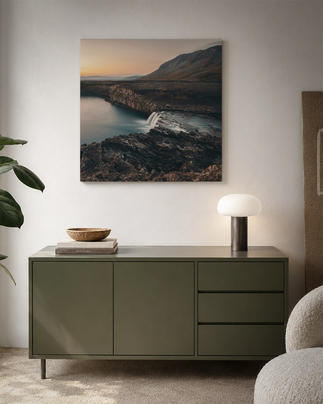 Rustige waterval landschap Kunstwerk
