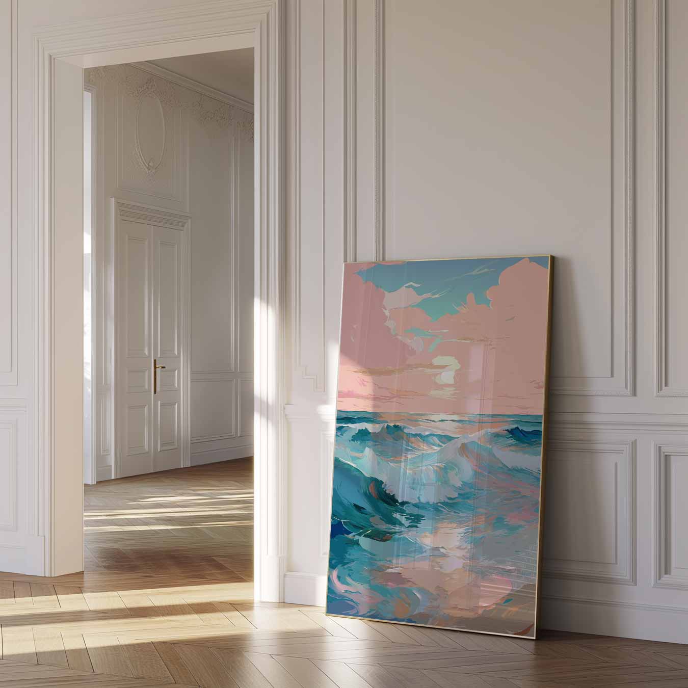 Dromerige Oceaangolven bij Zonsondergang Poster-WallArtistic