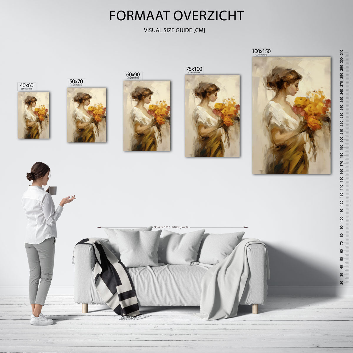 Vrouw met bloemen Kunstwerk