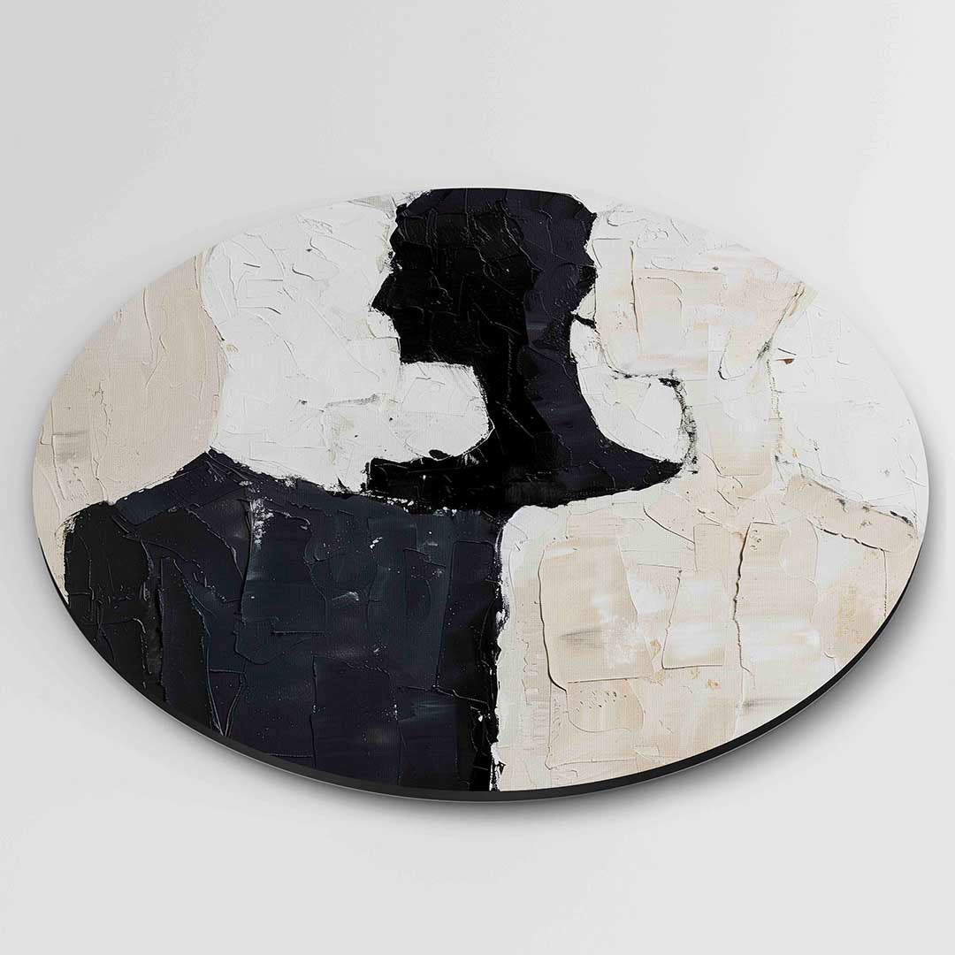 Silhouetten in zwart en beige Muurcirkel