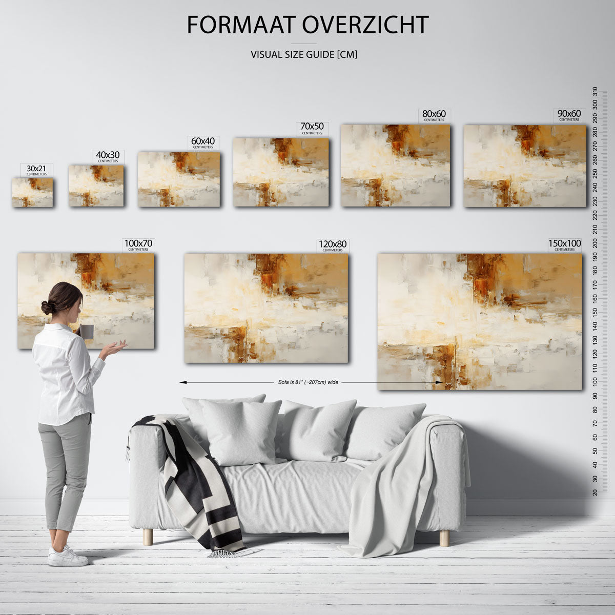 Abstracte beige en bruine Poster
