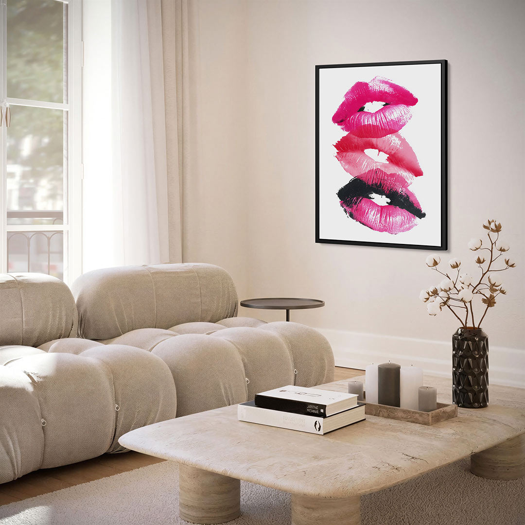 Kleurrijke lippenafdrukken Kunstwerk