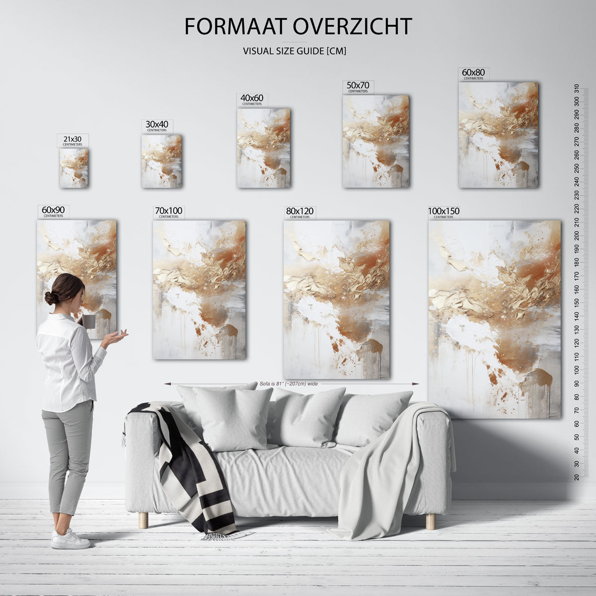 Abstracte beige en witte Poster