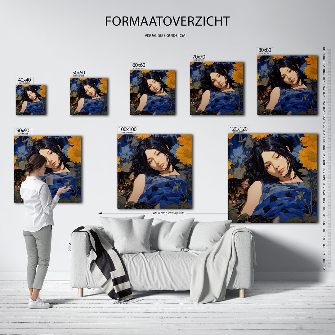 Dromerige bloemenportret Kunstwerk