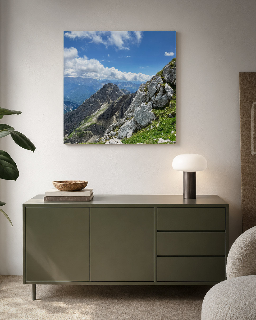 Berglandschap met wolken Kunstwerk