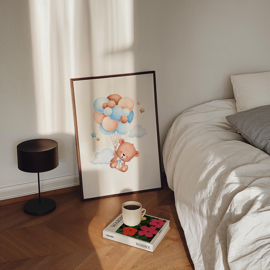 Vrolijke Beer met Ballonnen Poster-WallArtistic