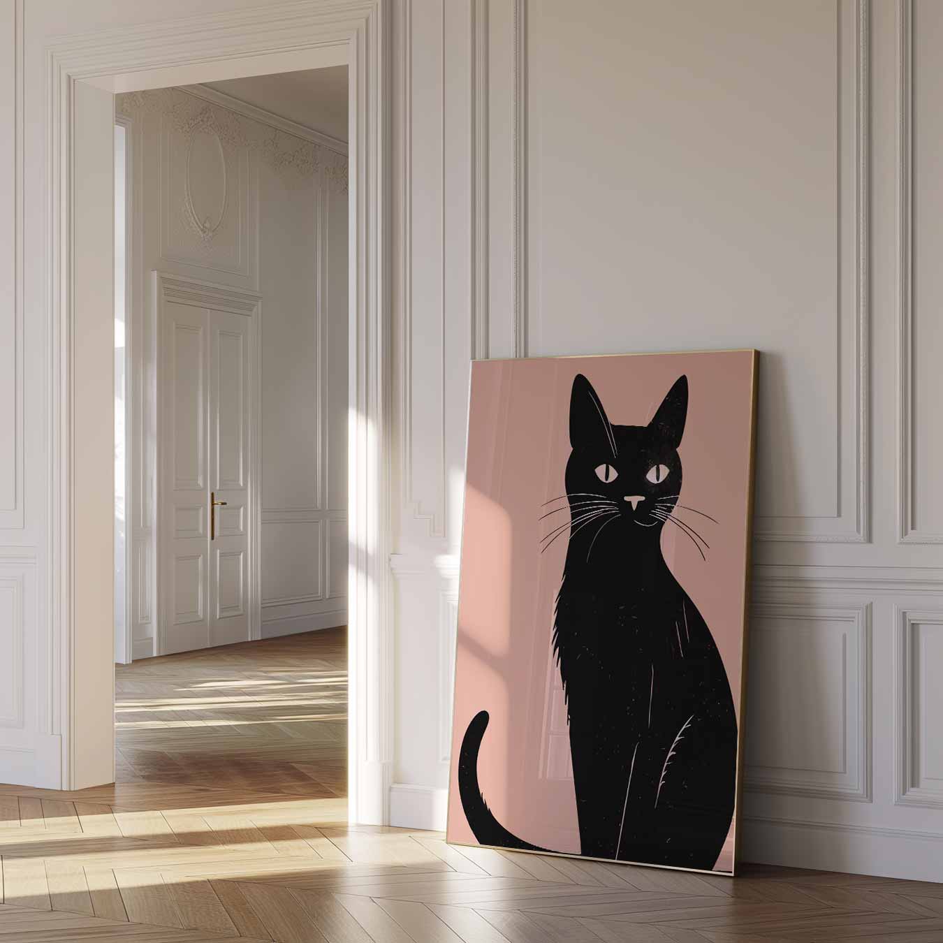 Stijlvolle Kat op Zachte Achtergrond Poster-WallArtistic