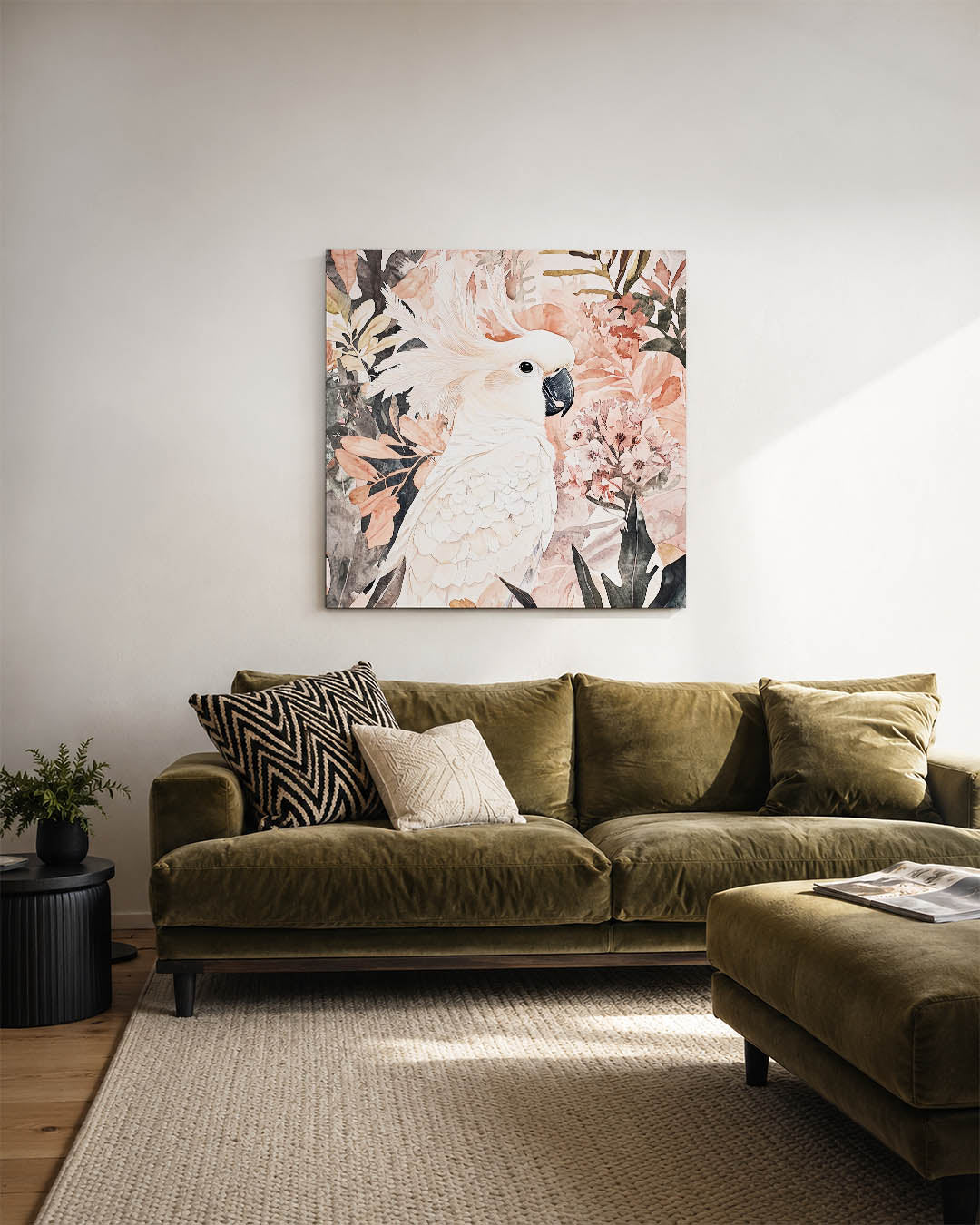 Tropische vogel en bloemen Kunstwerk