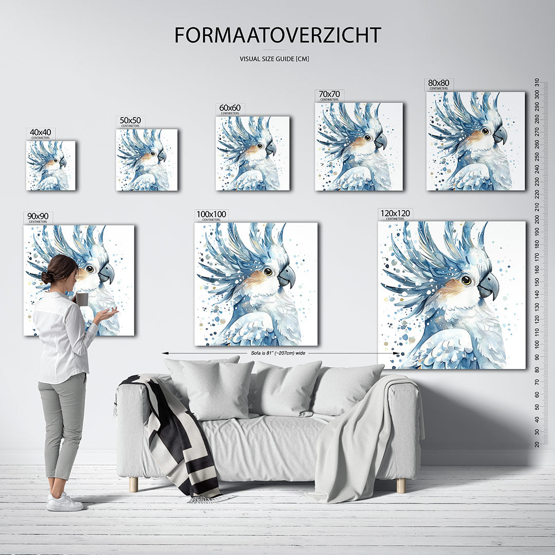Vogelsilhouet in blauwtinten Kunstwerk