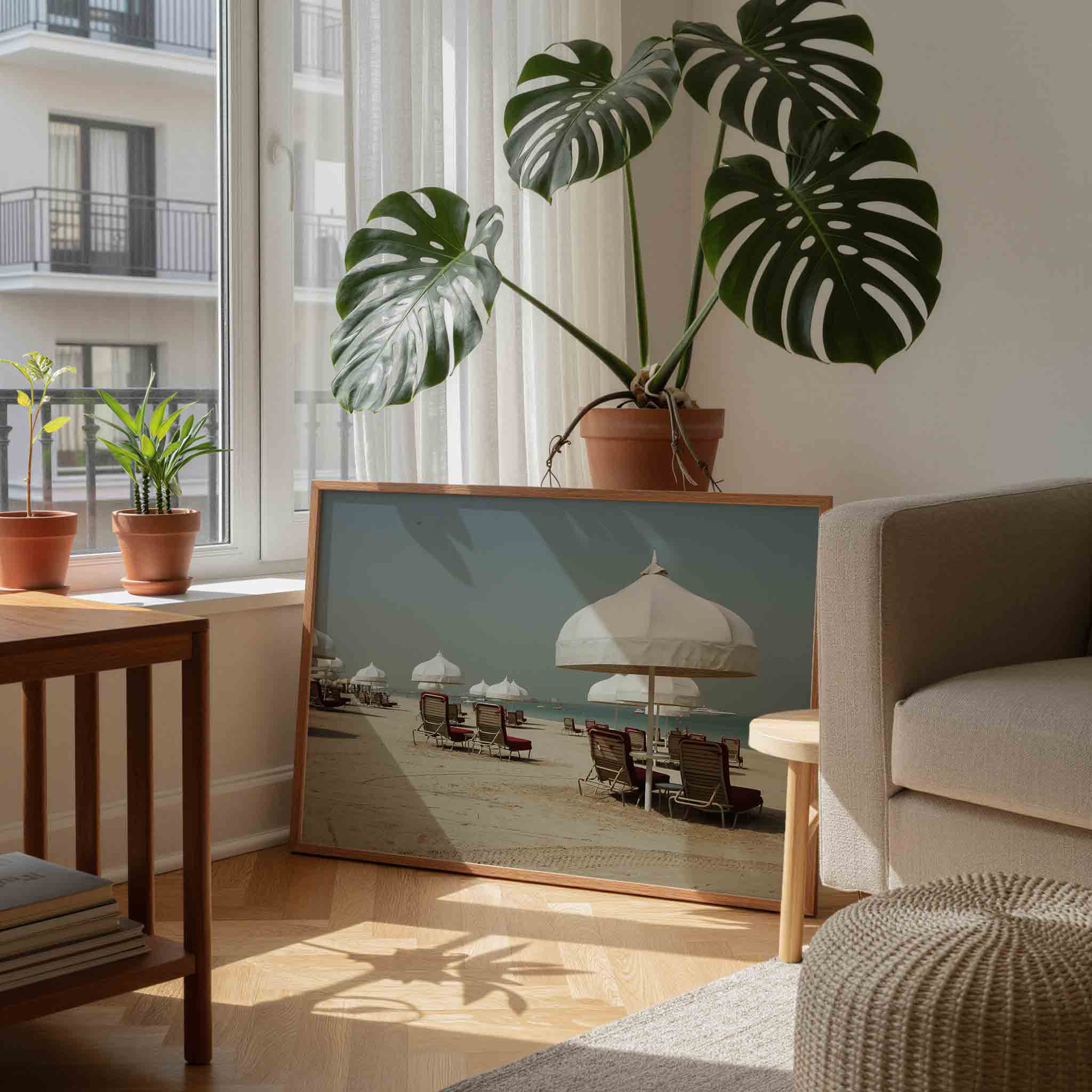 Strandstoelen en parasols Poster