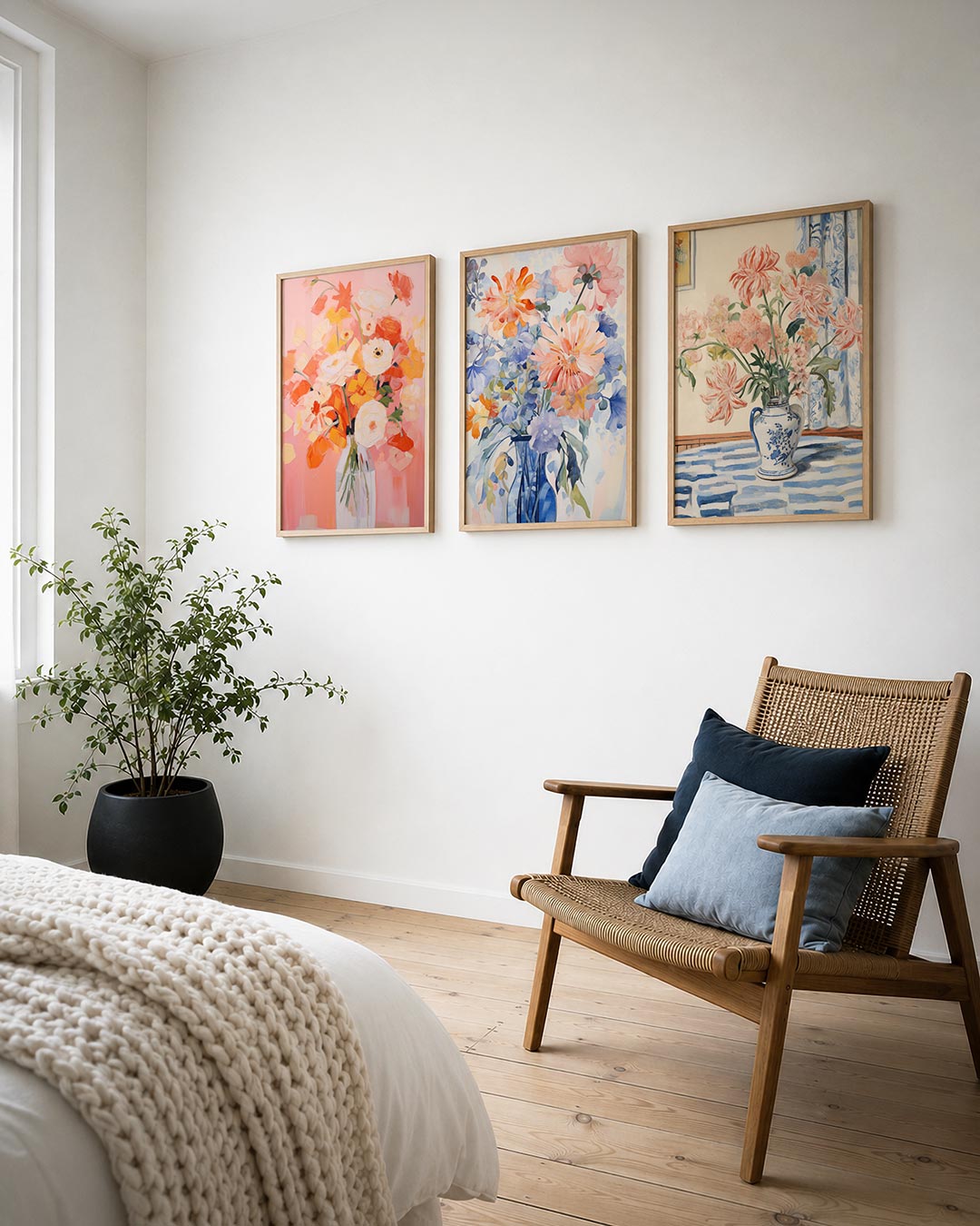 Bloemrijke kleurvlakken Posterset