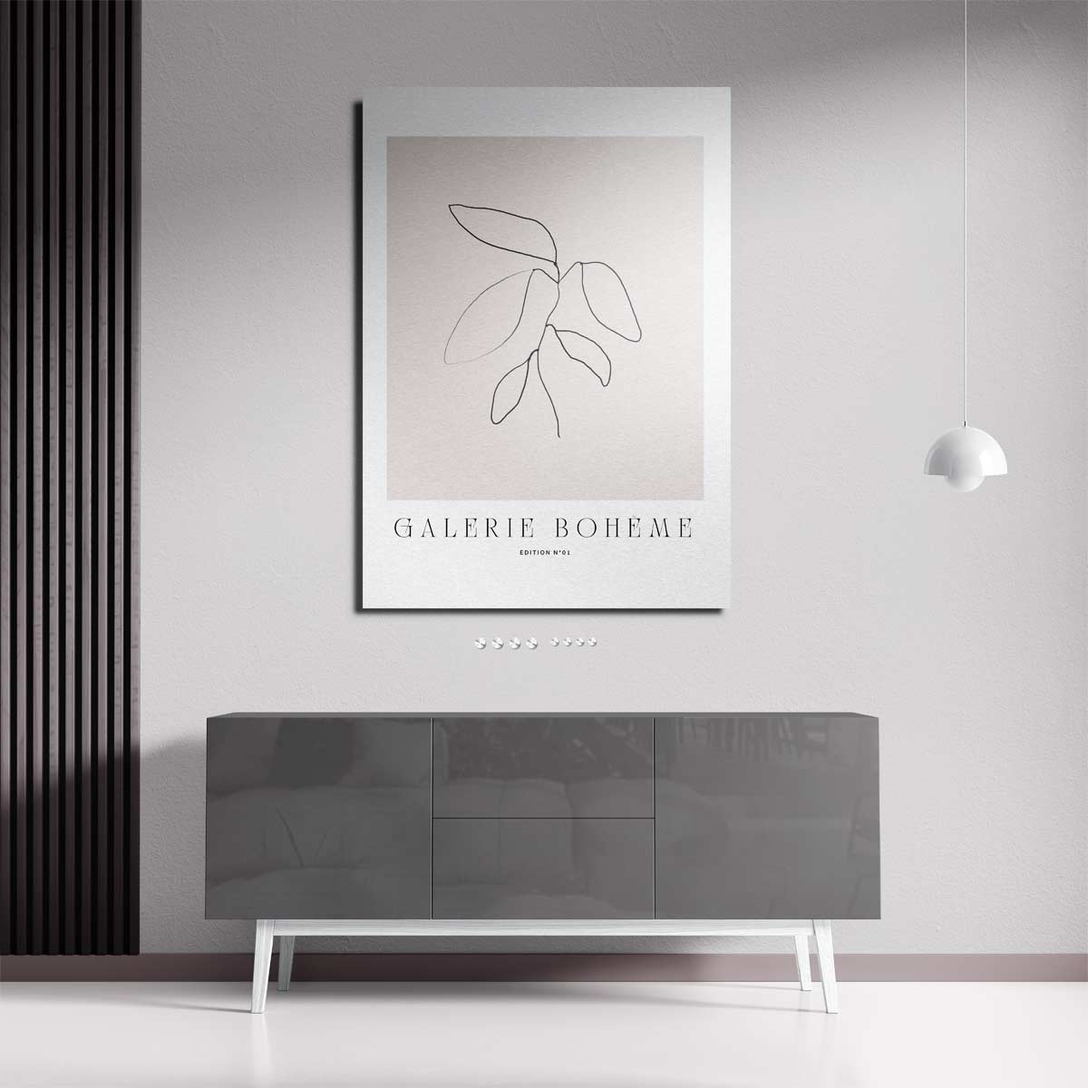 Minimalistische Lijntekening van Bladeren Kunstwerk-canvas-dibond-plexiglas-wanddecoratie-WallArtistic