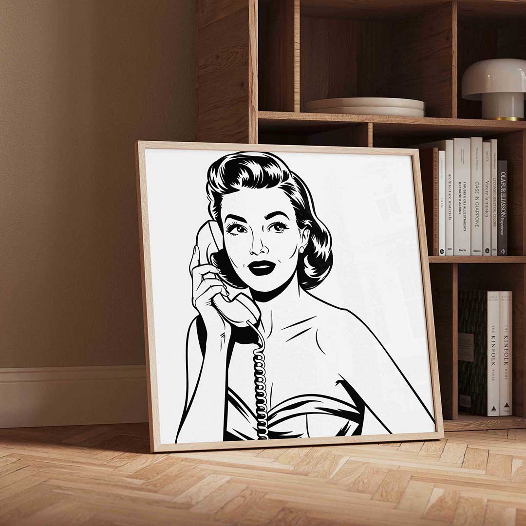 Vrouw met telefoon Poster