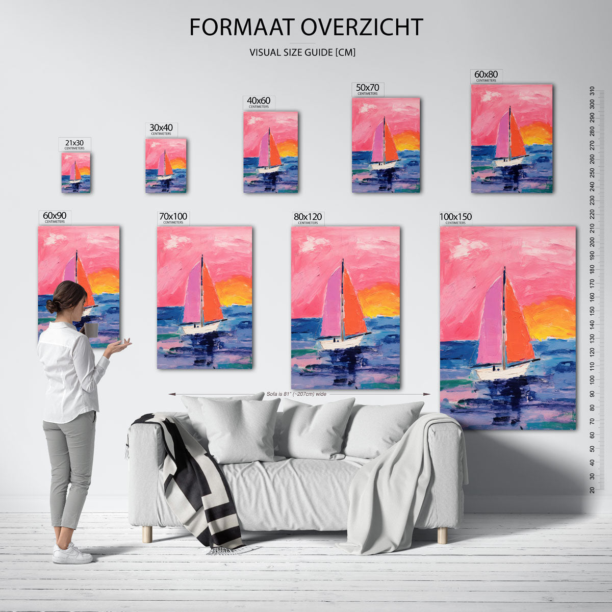 Zeilboot op kleurrijke zee Poster