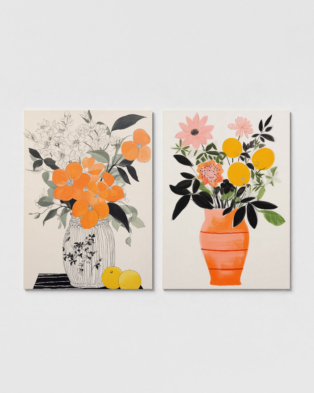 Bloemrijke kleurvlakken Posterset