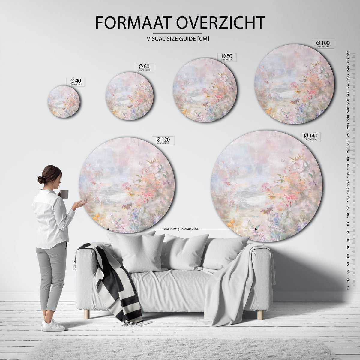 Bloemen en vlinder Muurcirkel