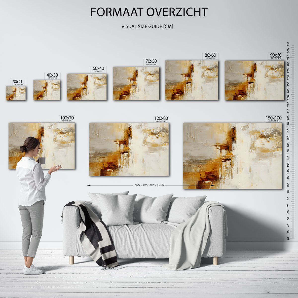 Abstracte beige en bruine Poster