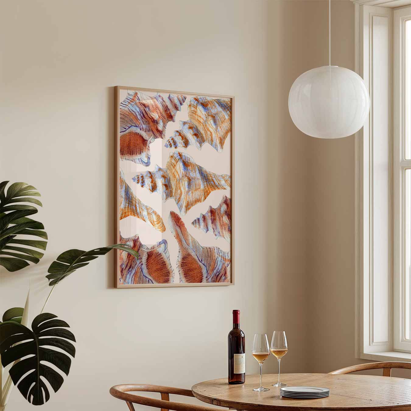 Paarse schelpen met stippen Poster-WallArtistic
