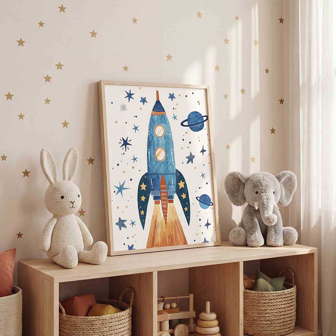 Ruimteraket en sterren Poster