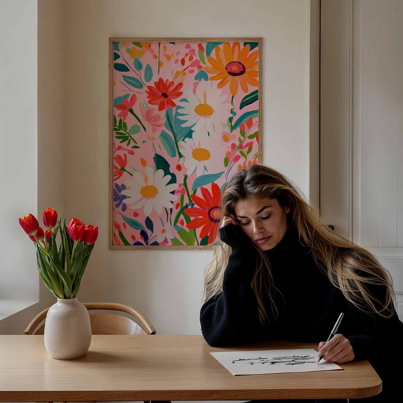 Bloemenpracht op Canvas Poster-WallArtistic
