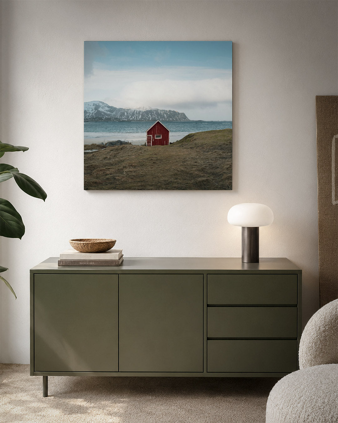 Rood huis aan zee Kunstwerk
