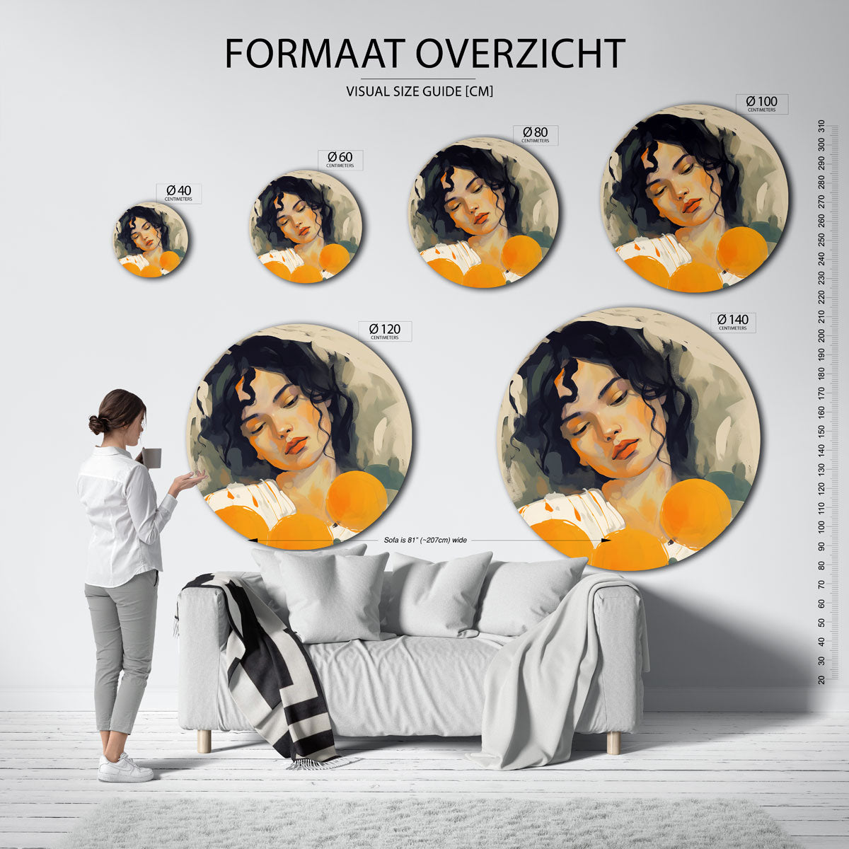 Vrouw met sinaasappels Muurcirkel