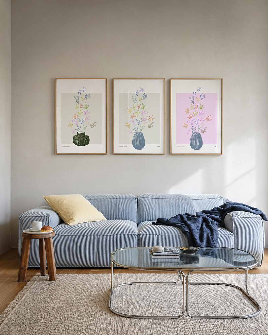 Bloemige lijnenspel Posterset