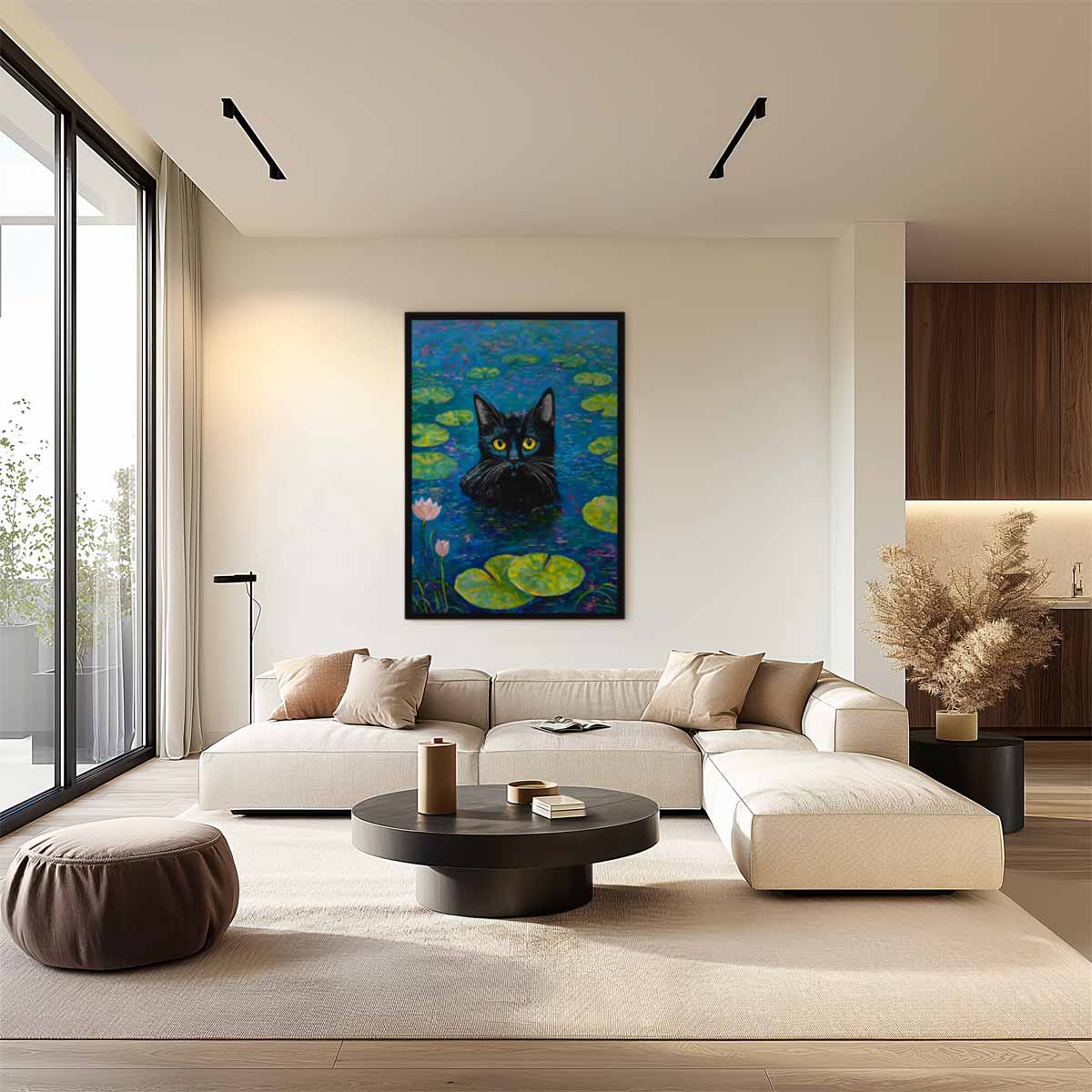 Kat in de Waterlelies Kunstwerk