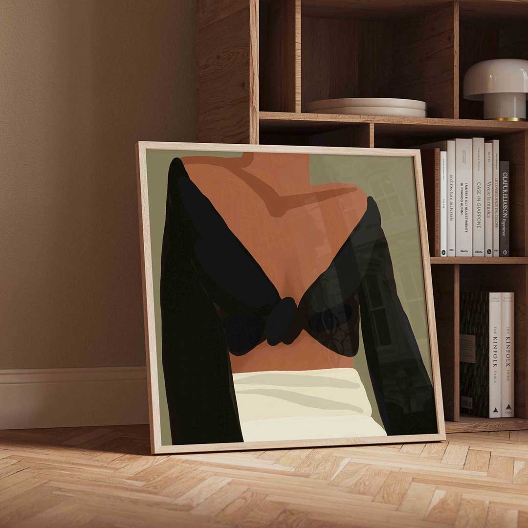 Vrouw in zwarte top Poster