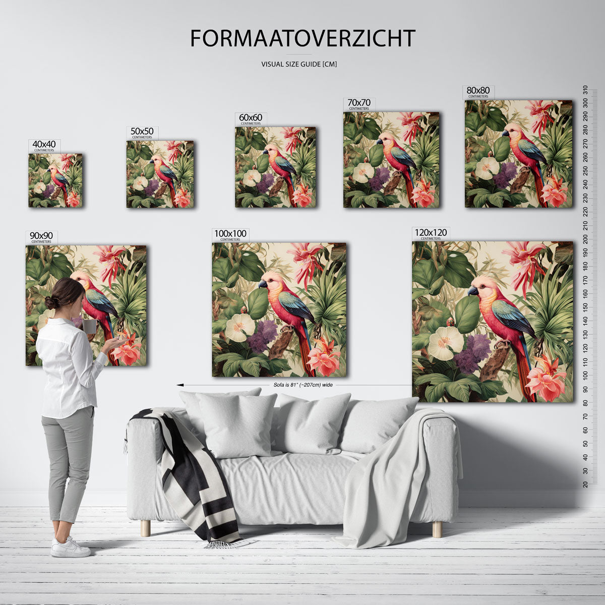 Papegaai en bloemen Poster