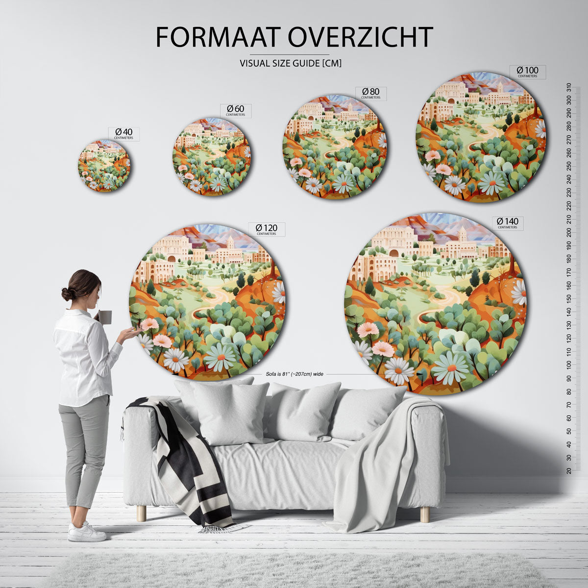 Landschap met bloemen Muurcirkel