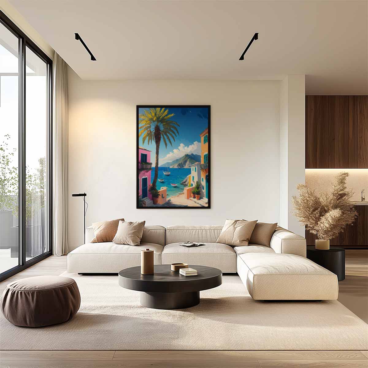 Zonovergoten Mediterraans Dorp Kunstwerk-canvas-dibond-plexiglas-wanddecoratie-WallArtistic