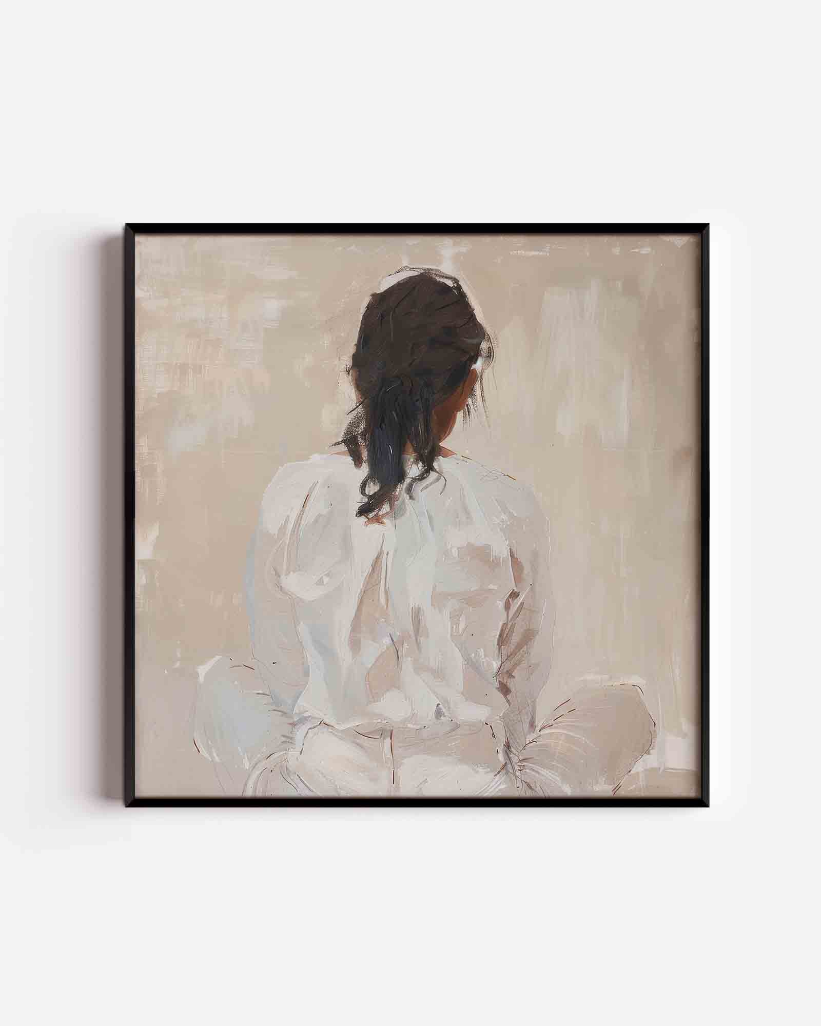 Vrouw in witte kleding Poster