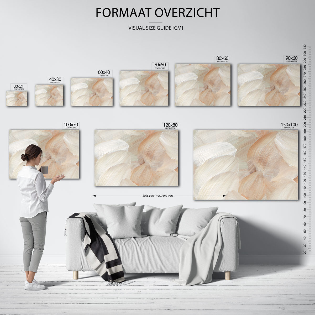 Beige penseelstreken Poster