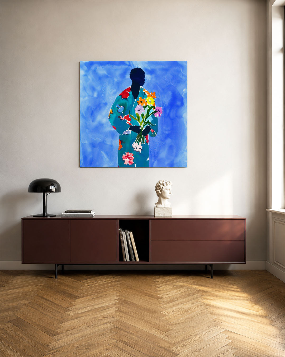 Vrolijke bloemenfiguur Kunstwerk