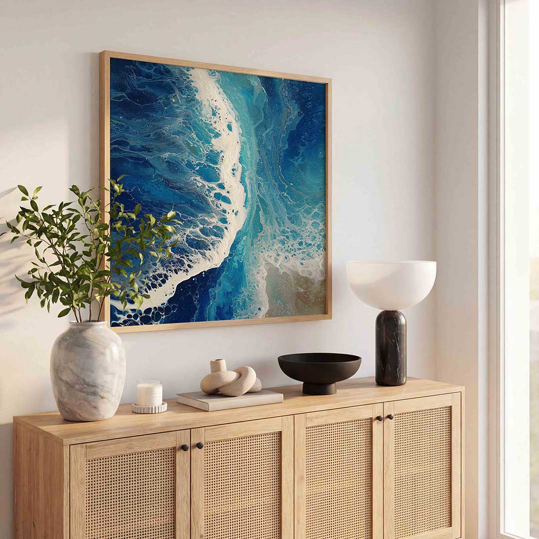Golvende blauwe texturen Poster