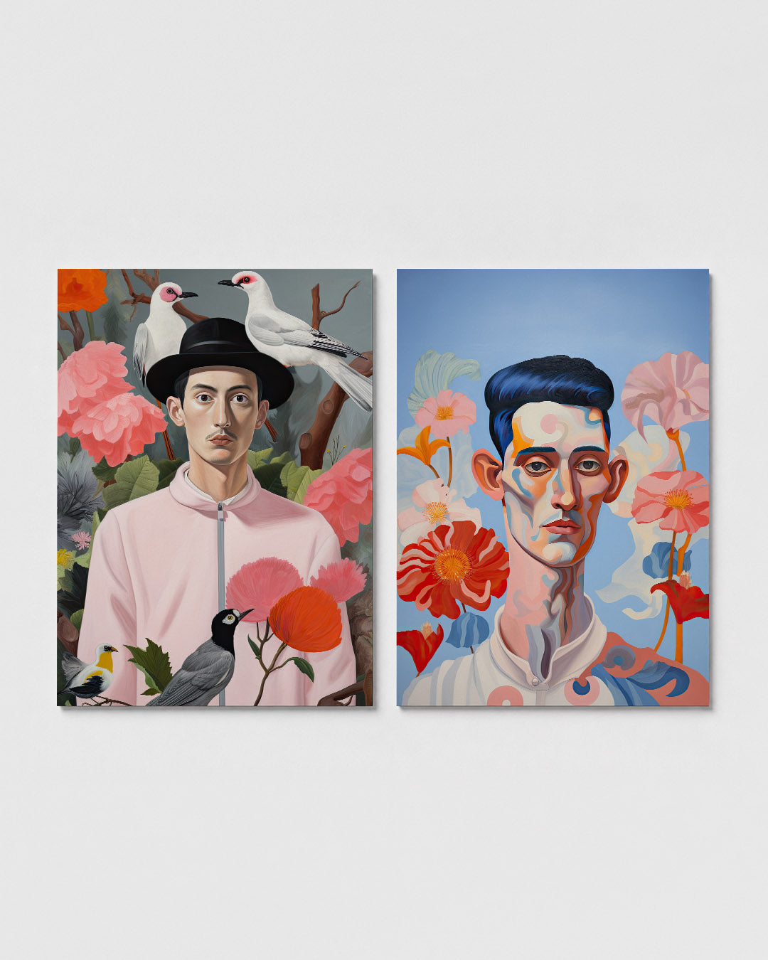 Vogels en bloemen Posterset