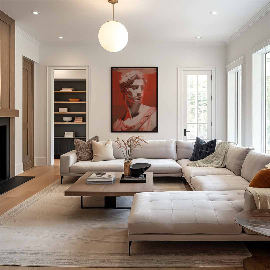 Klassieke Beeltenis in Rood Kunstwerk-canvas-dibond-plexiglas-wanddecoratie-WallArtistic
