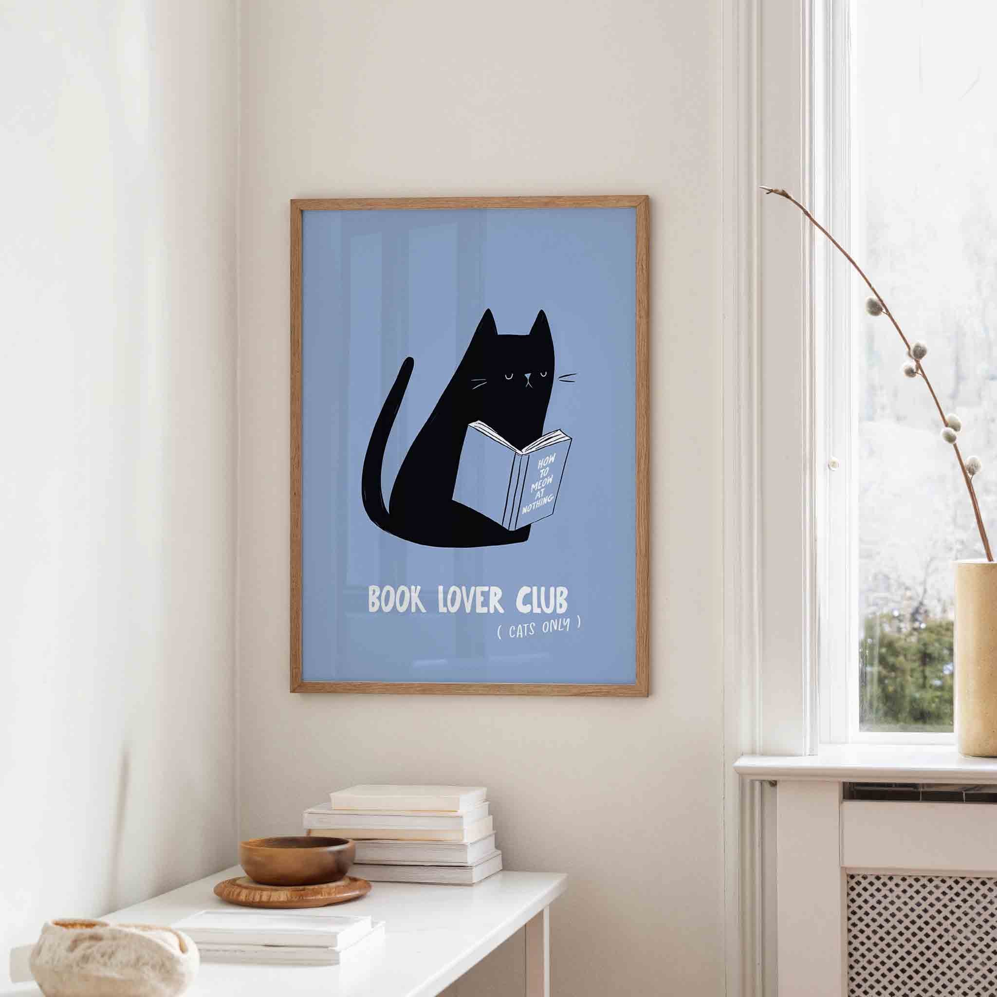 Kat met boek Poster