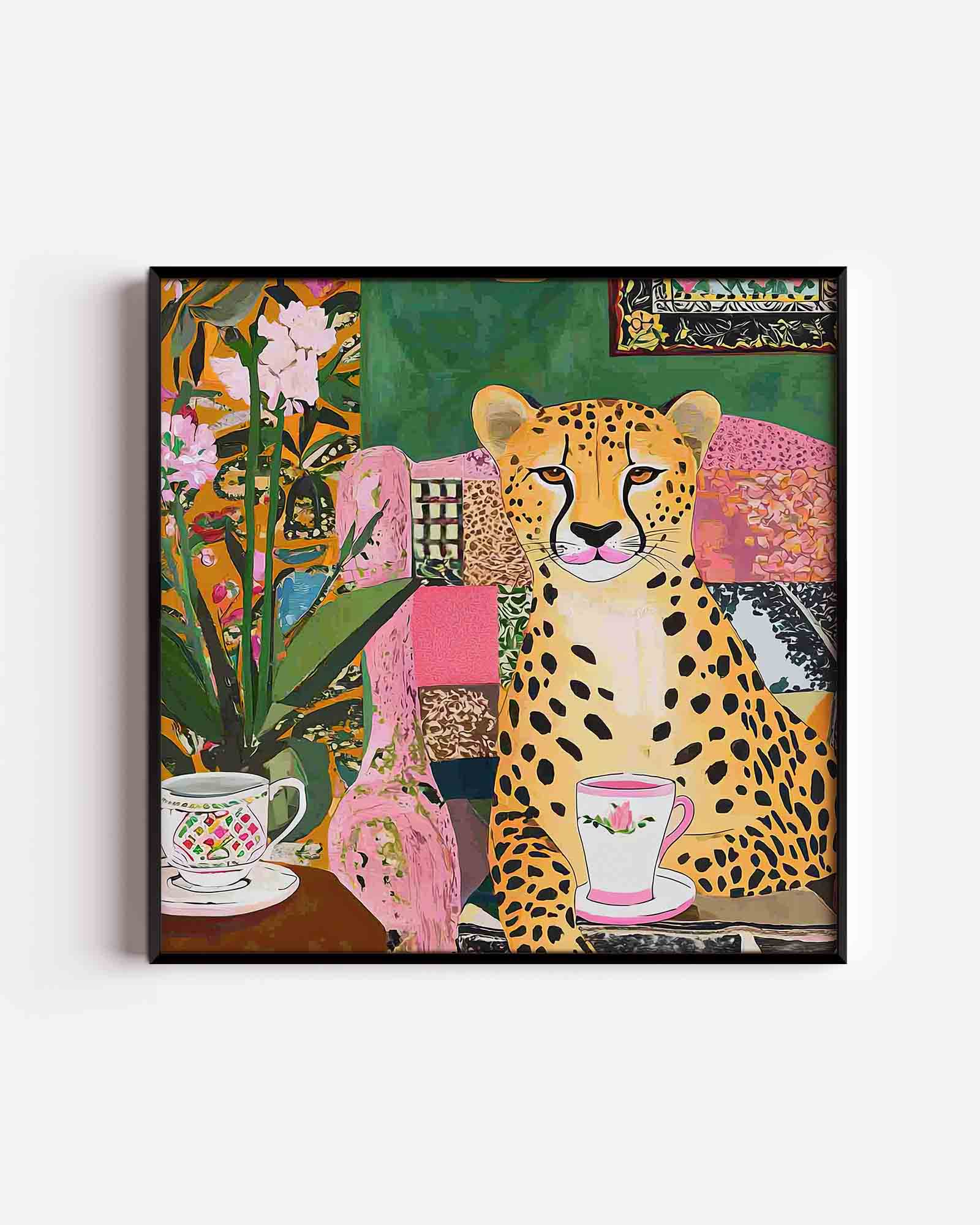 Luipaard met kopje Poster