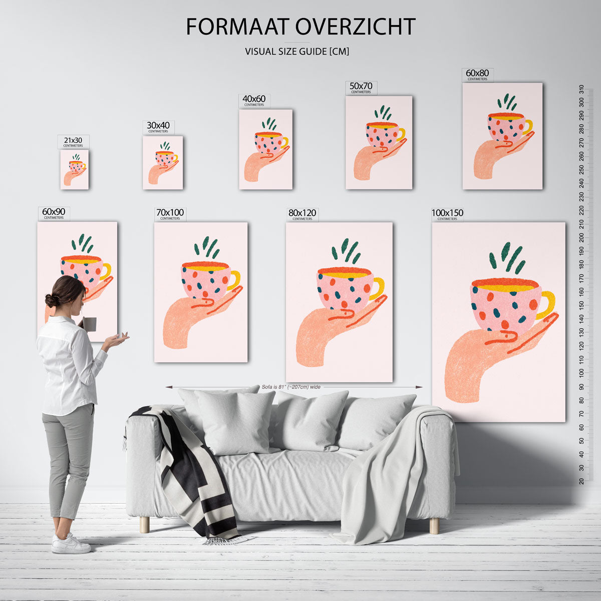 Hand met kopje Poster