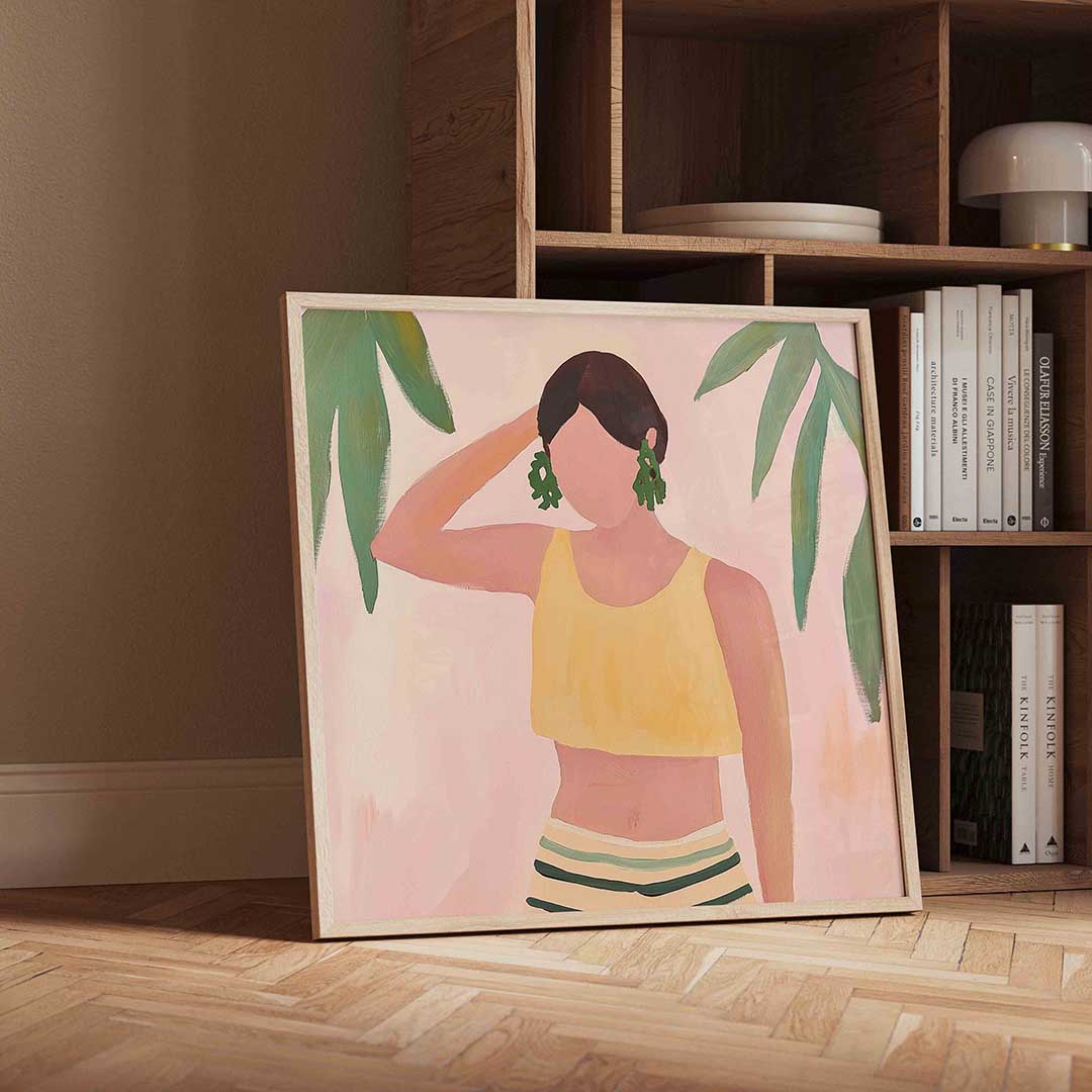 Vrouw met groene oorbellen Poster