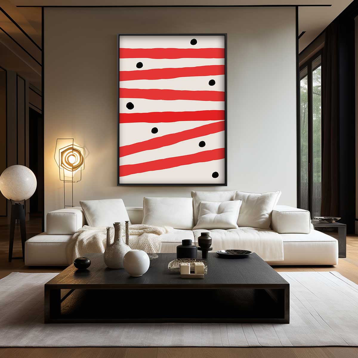 Speelse Strepen en Puntjes Kunstwerk-canvas-dibond-plexiglas-wanddecoratie-WallArtistic