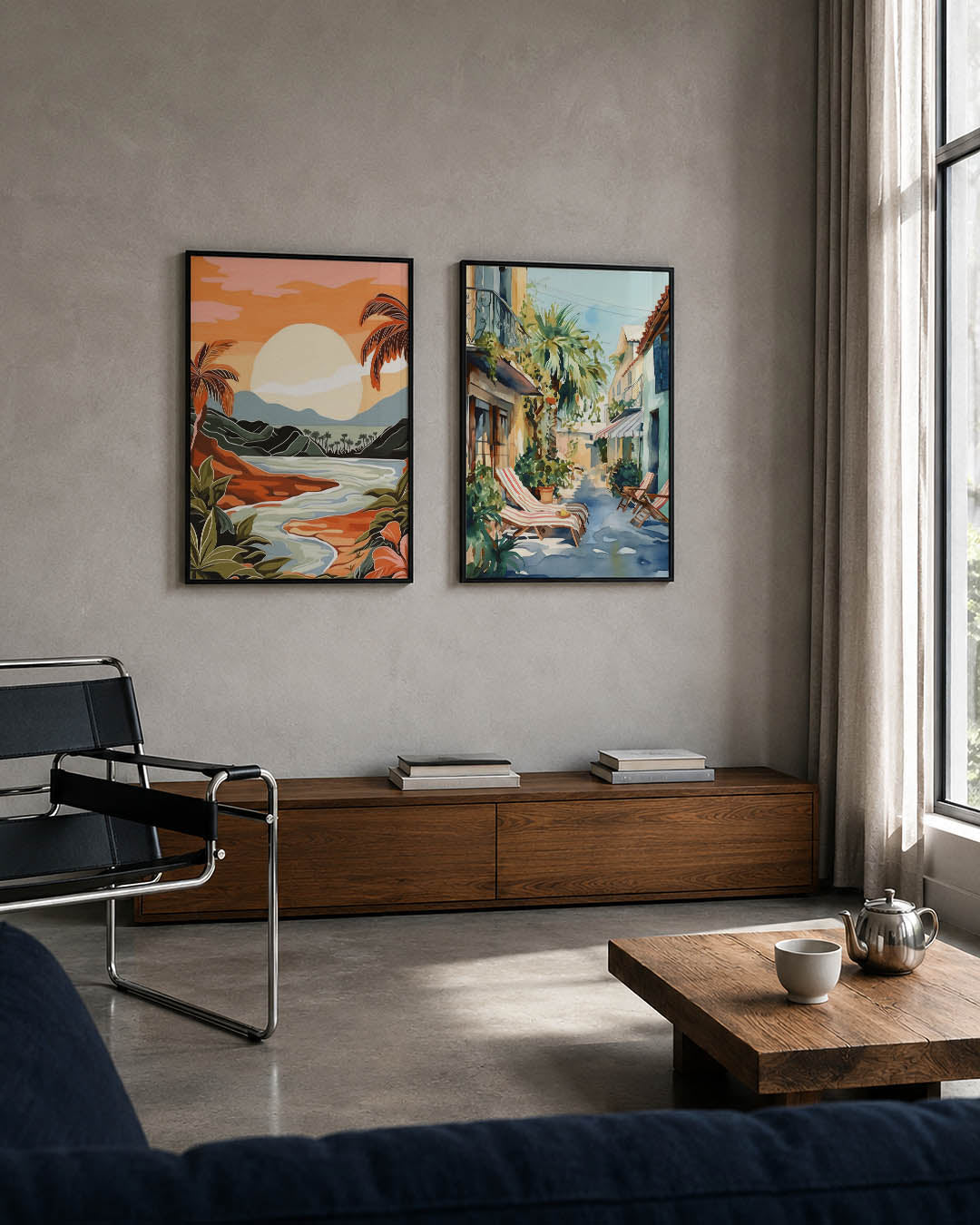 Zonsondergang landschapsritme Posterset