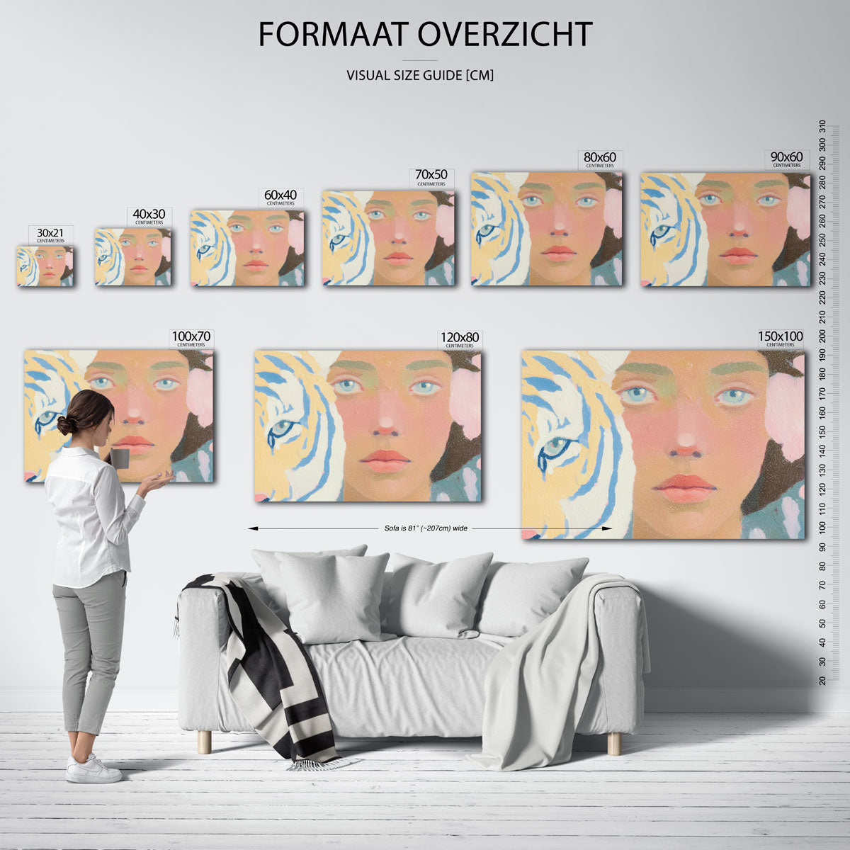 Tijger en gezicht Poster