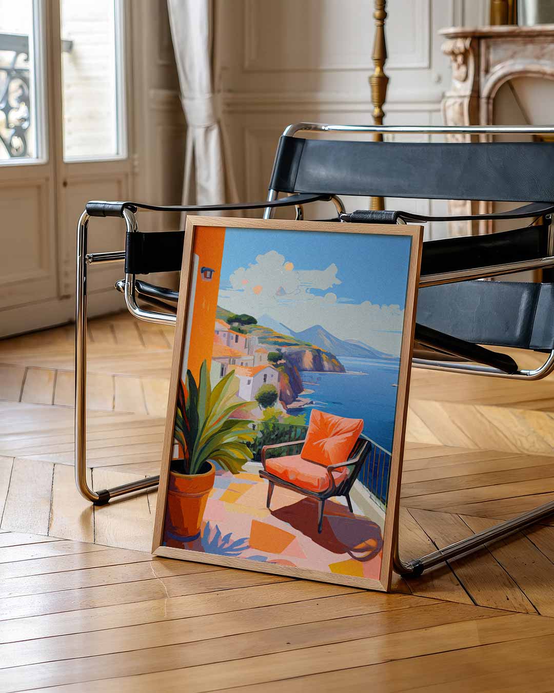 Zomerse Balkon Uitzicht Poster-WallArtistic