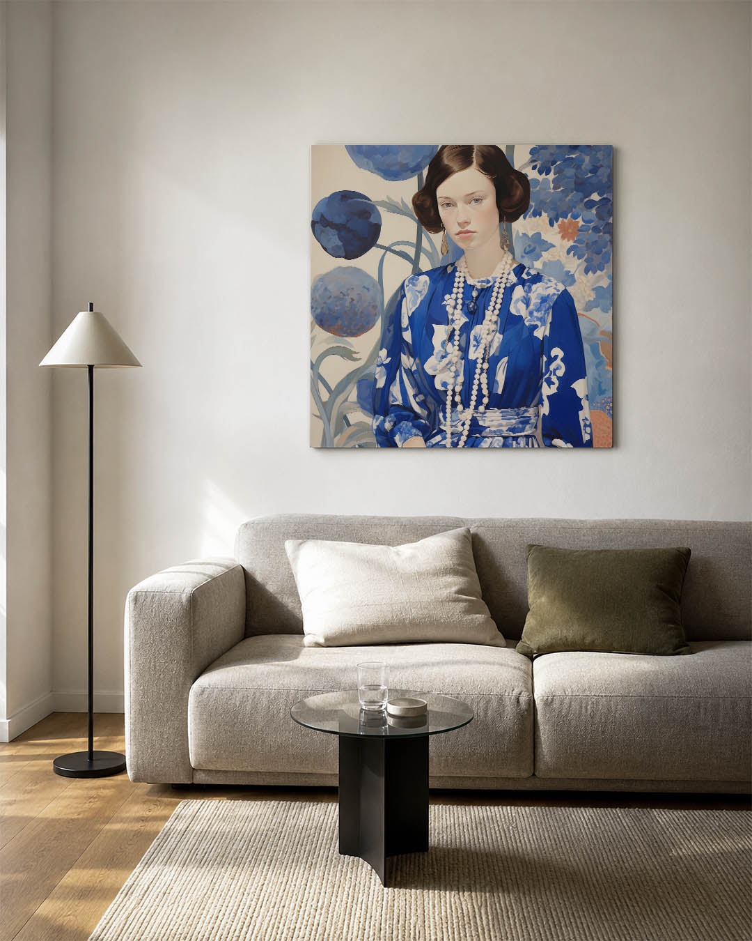 Vrouwelijk portret bloemen Kunstwerk